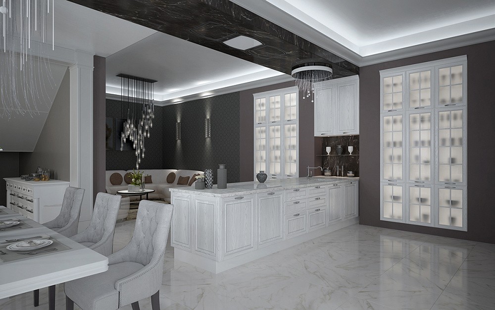 Кухня Виконт с серебристой патиной