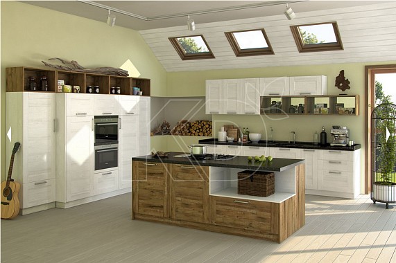 дизайн кухни в бело-коричневых тонах